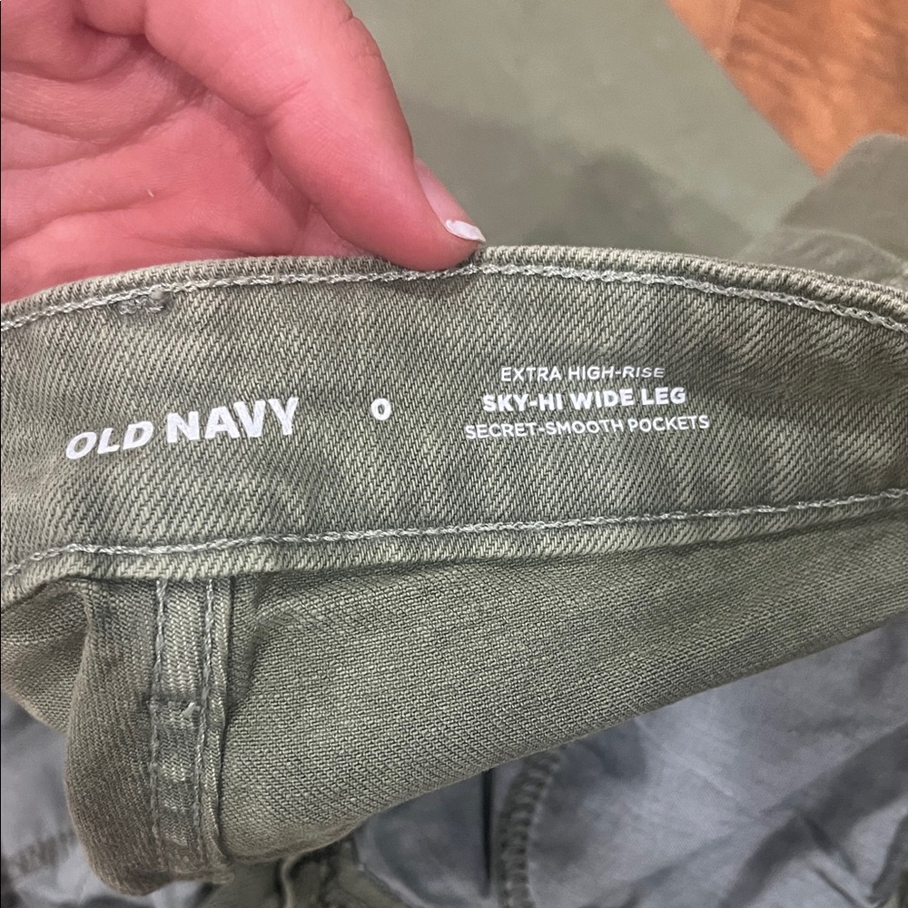Old Navy Olive High-Rise Wide Leg Jeans - Picture 2 of 3